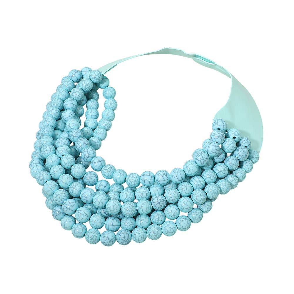 Sensibling Corp. - Multi Layered Beaded Faux Leather Magnetic Collar Necklace