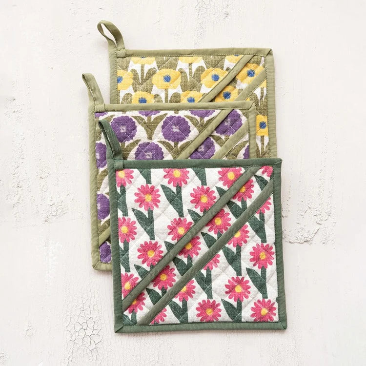 Hazel Mazel - Square Cotton Slub Printed Pot Holder