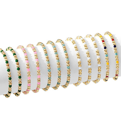 Splendid Iris - 4mm Bead & Crystal Stretch Bracelet - Assorted