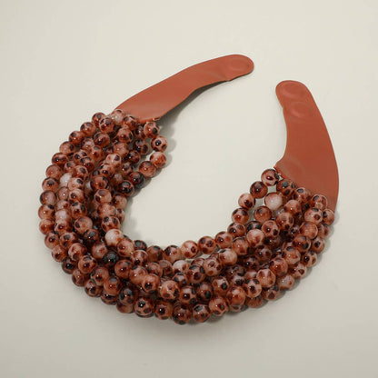 Sensibling Corp. - Multi Layered Beaded Faux Leather Magnetic Collar Necklace