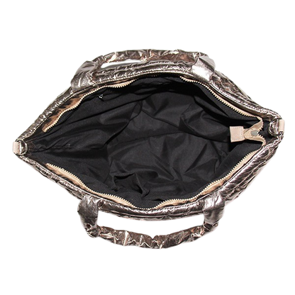 Lemonbella - Lemonbella Gold Metallic Puffer Tote Shoulder Bag Gift