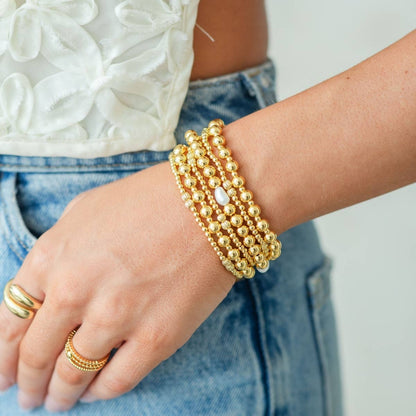 Splendid Iris - 6mm Stretch Bead Bracelets with 3mm Bead Accents