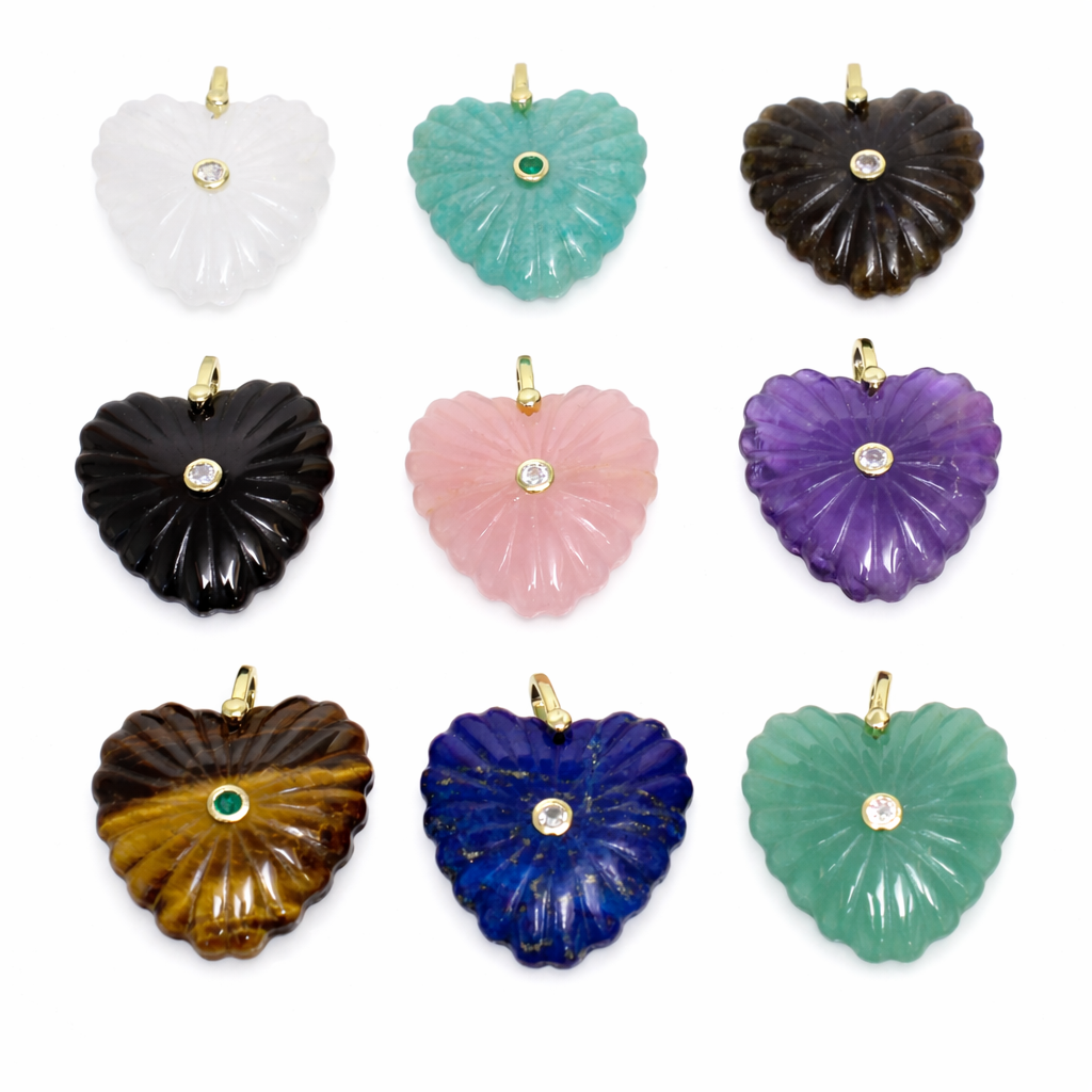 Jewel Pledge - Heart Gemstone with cz bezel embellishment GSF022