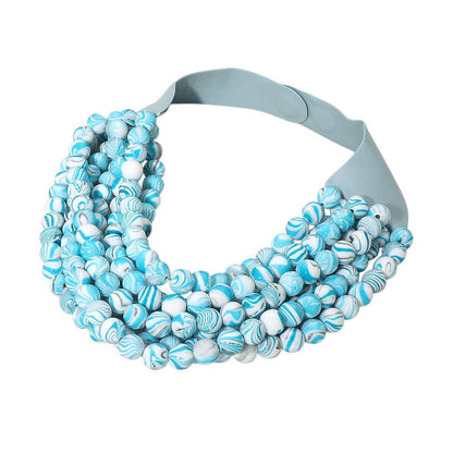 Sensibling Corp. - Multi Layered Beaded Faux Leather Magnetic Collar Necklace