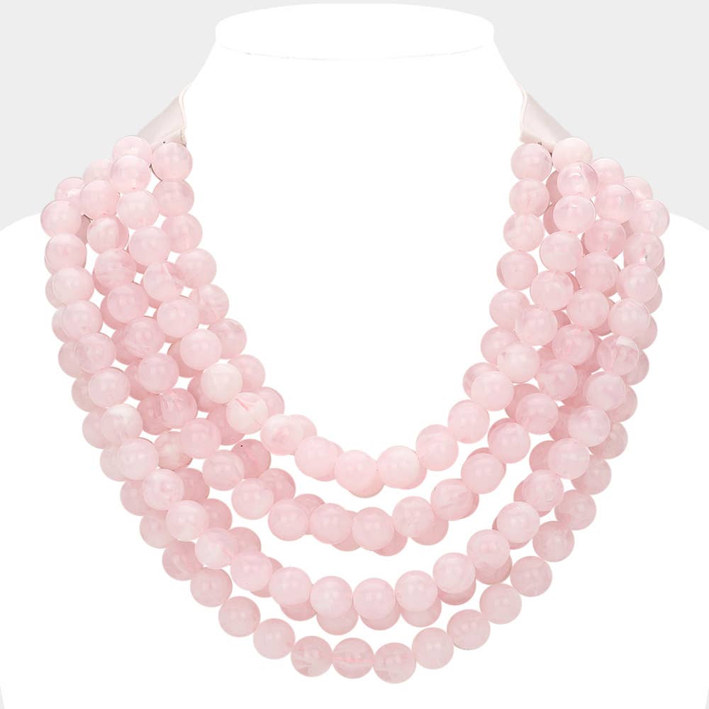 Sensibling Corp. - Chunky Acrylic Bead Layered Faux Leather Magnetic Necklace