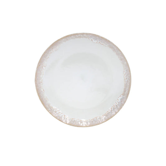Casafina Taormina white dinner plate with distressed taupe rim