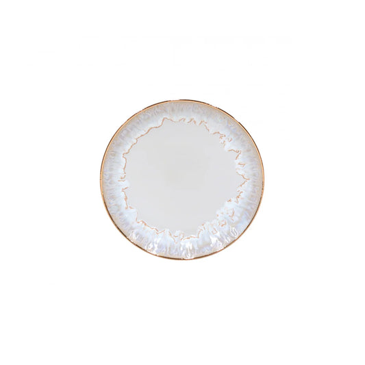Casafina Taormina White Gold salad plate with white center and gold-trimmed rim