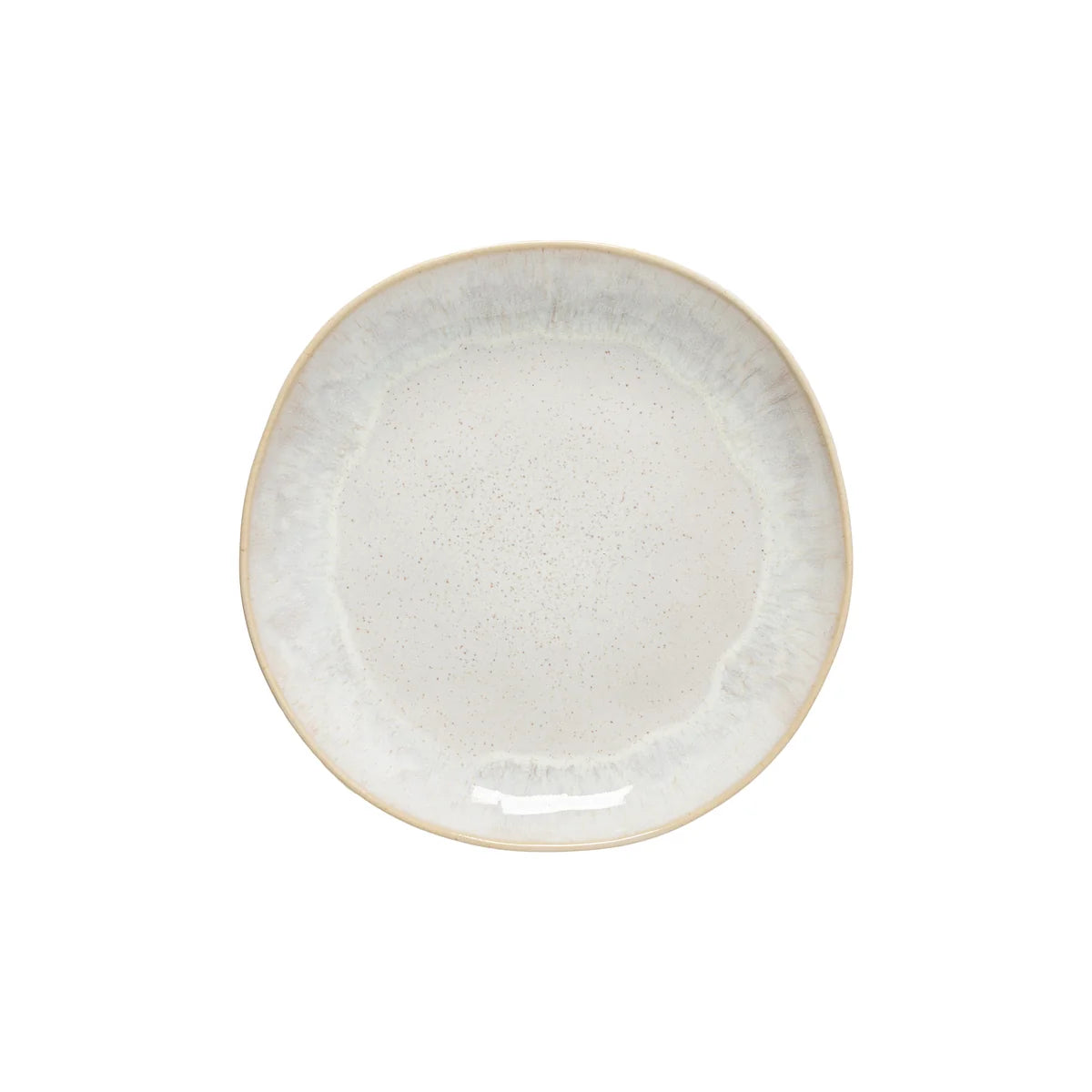 A Casafina “Evissa - Sand Beige” Salad Plate—a round, off-white ceramic plate with a slightly irregular shape and a subtle beige rim from Casafina—is set against a plain white background.