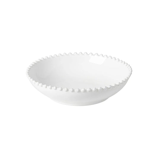 Costa Nova Pearl white pasta bowl with beaded rim, wide shallow shape
