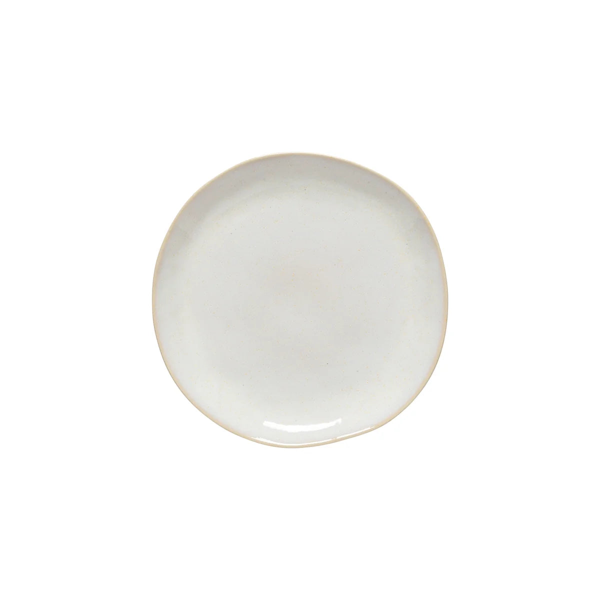 A Costa Nova “Brisa - Salt” Salad Plate by Costa Nova, featuring a plain, round design in white ceramic with a slightly irregular edge, photographed on a white background.