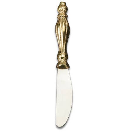 India Handicrafts Inc Gold Ribbed Spreader with white blade and decorative gold handle