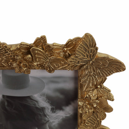 Sagebrook Home Gold Polyresin Butterfly in Bloom Frame 5x7 in.
