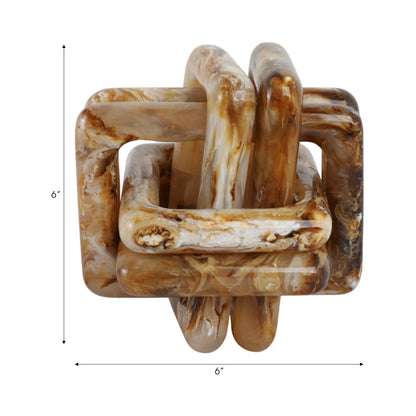 Sagebrook Home - Resin Marbled Knot Decorative Sculpture - Tan, 6 in.