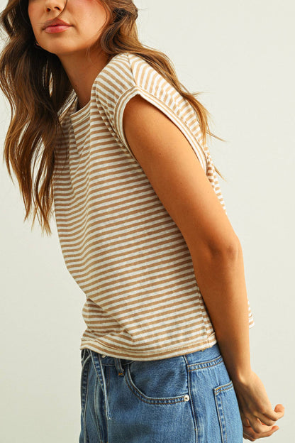 MIOU MUSE  Stripe Pattern Slub Top