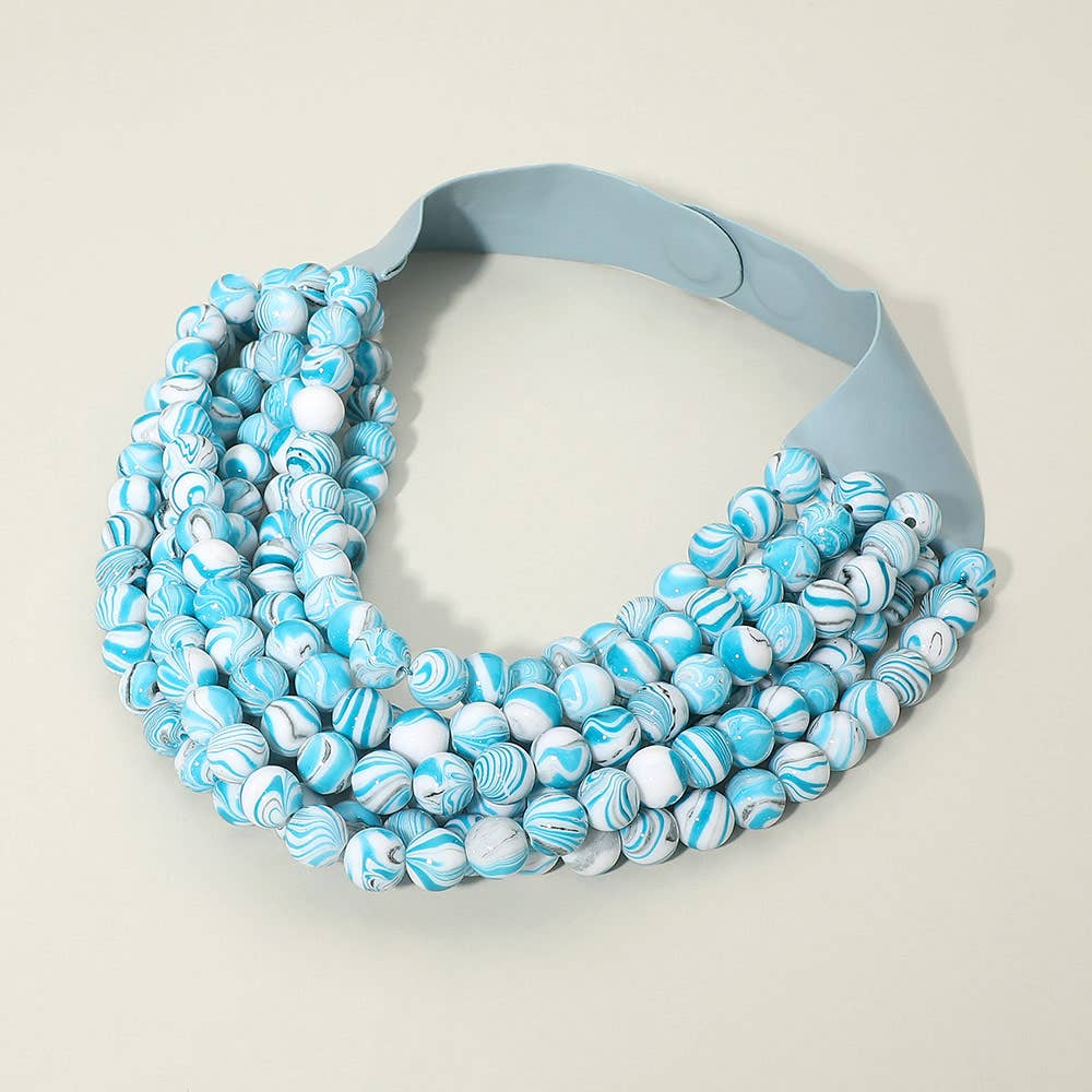 Sensibling Corp. - Multi Layered Beaded Faux Leather Magnetic Collar Necklace