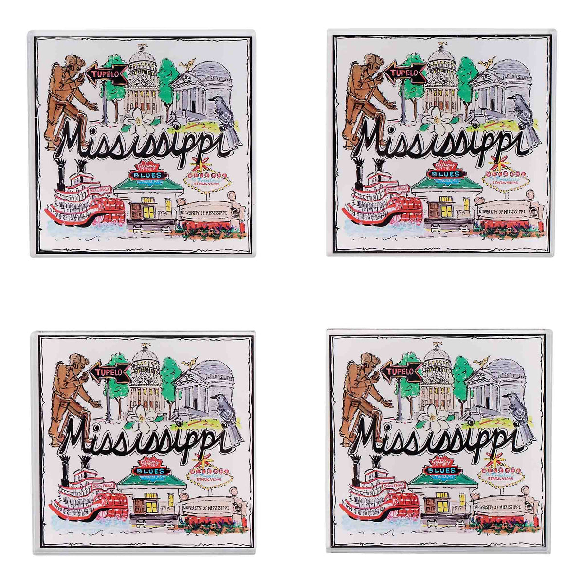 Glory Haus - State of Mississippi Icon Acrylic Coaster Set/4