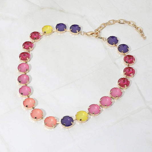 Sensibling Corp. - SECRET BOX_Multiolor Round Stone Cluster Link Evening Necklace