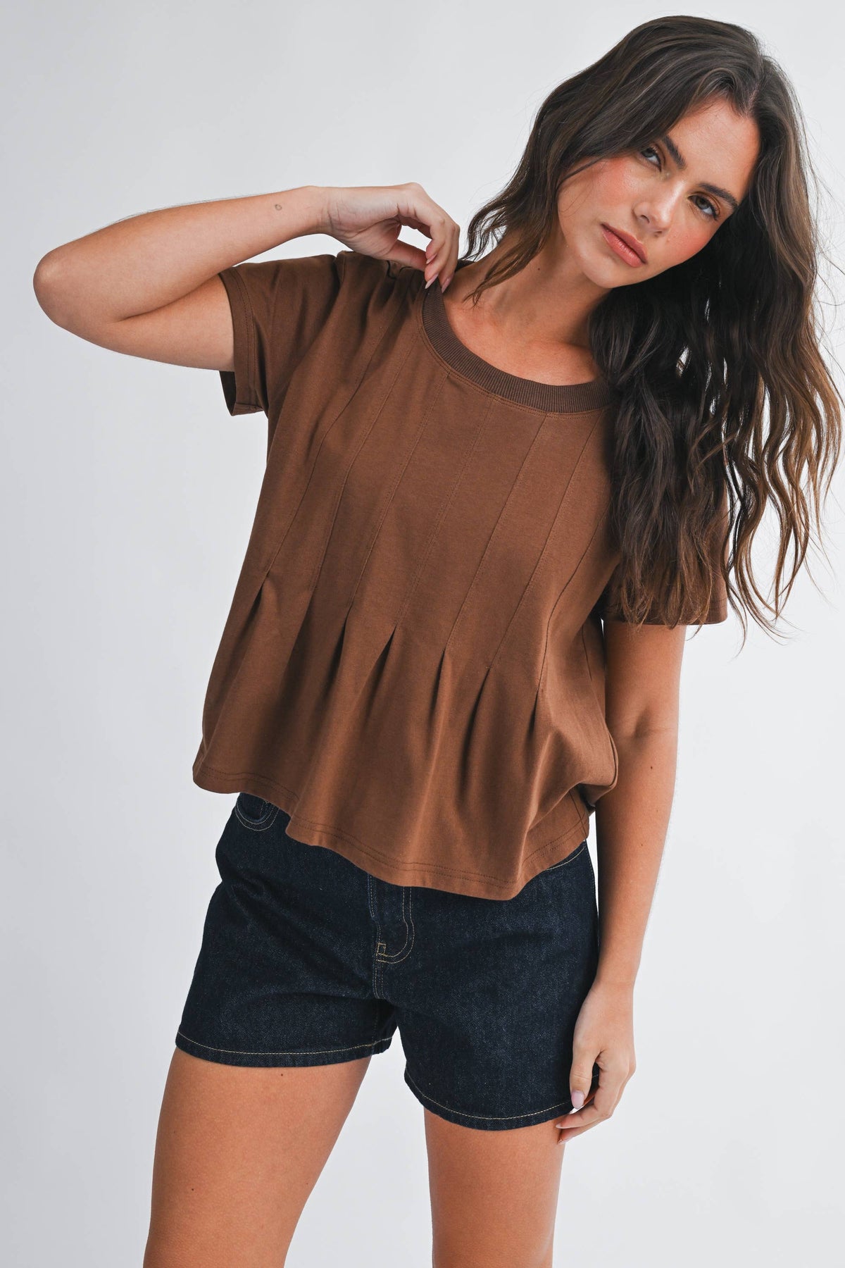AEMI + CO - 8613HK Pleated Swing Tee Top