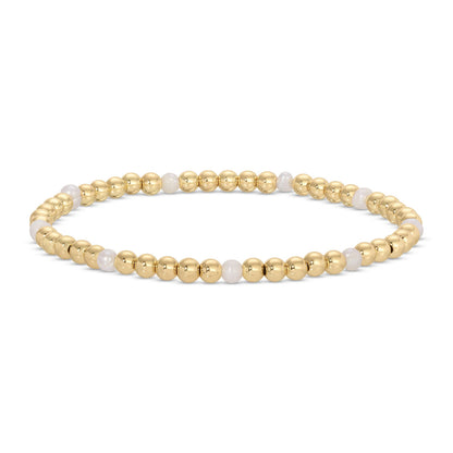 Splendid Iris - 4mm Bead & Pearl Stretch Bracelet