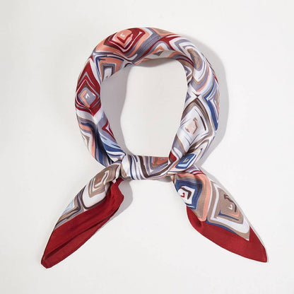 Sensibling Corp. - Geometric Pattern Printed Square Satin Bandana Scarf