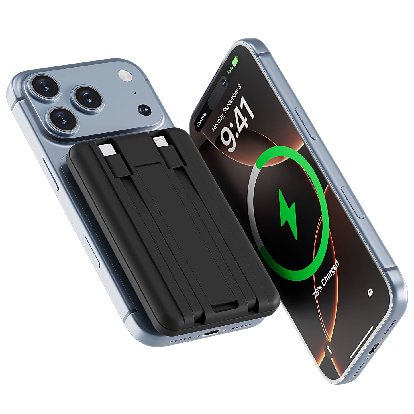 LAX Gadgets - Magnetic 7200mAh Rapid-Charge Power Bank with Built-In Cable