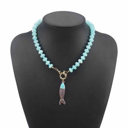 JOSSLYN by wall to wall - Stainless Steel Tarnish Free Fish Beaded Necklaces
