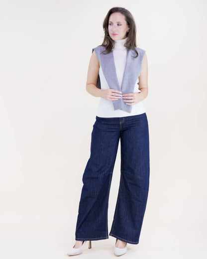Original USA - Solid Preppy Mock Sweater Wrap