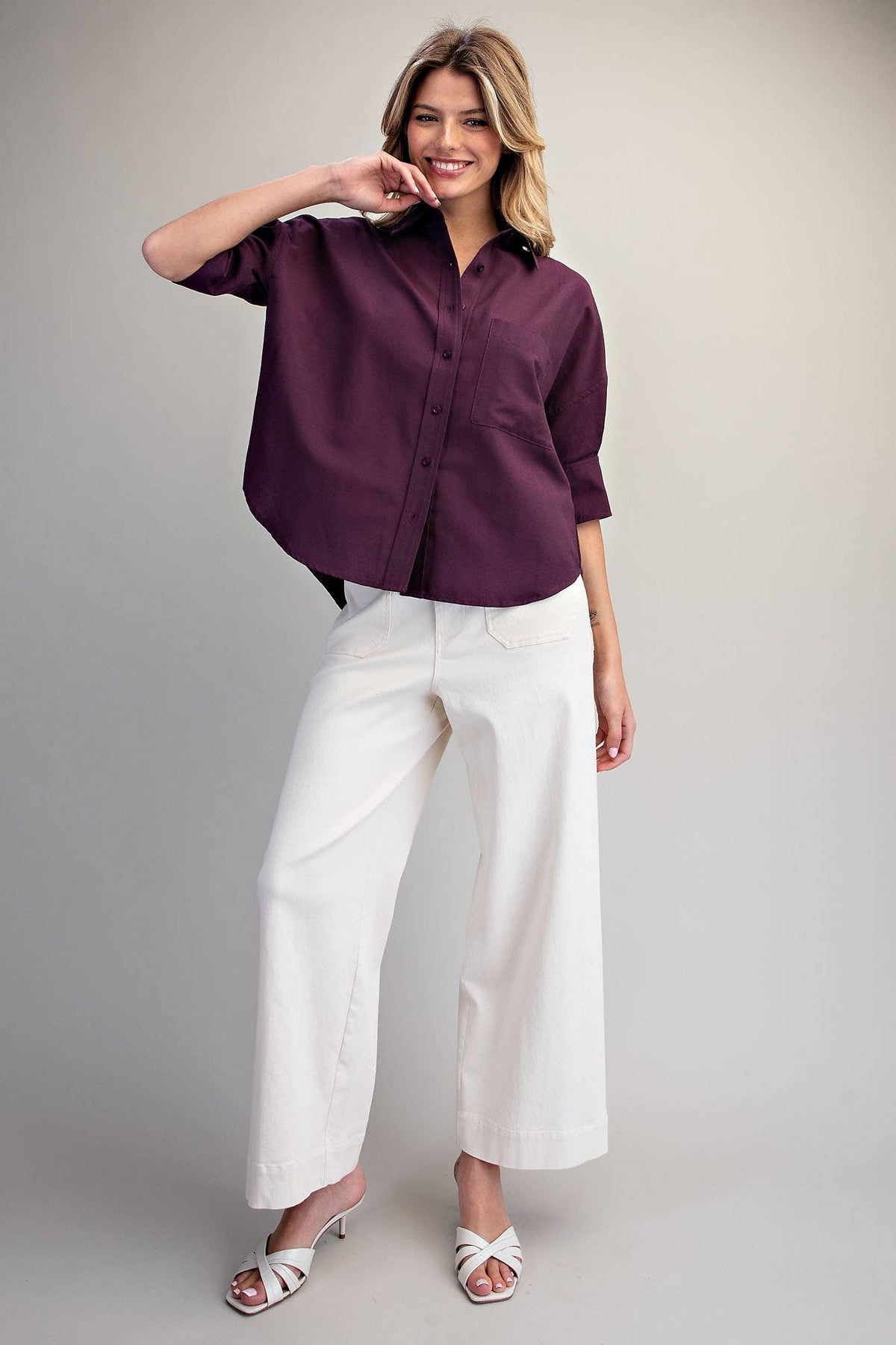 Peace Love Line - PM4822 - BUTTON DOWN SHORT SLEEVE SHIRT