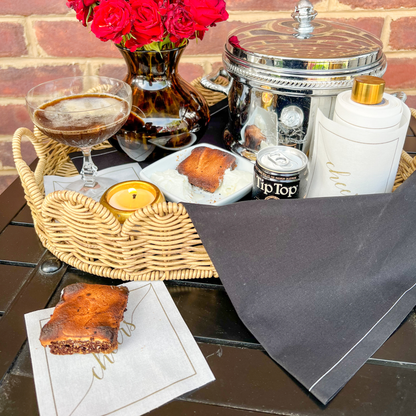 Table Theory (Formerly Toasting with Tara) - Cotton Cocktail Napkin Roll: Golden Salute (Gold "Cheers")