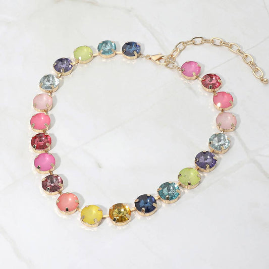 Sensibling Corp. - SECRET BOX_Multiolor Round Stone Cluster Link Evening Necklace