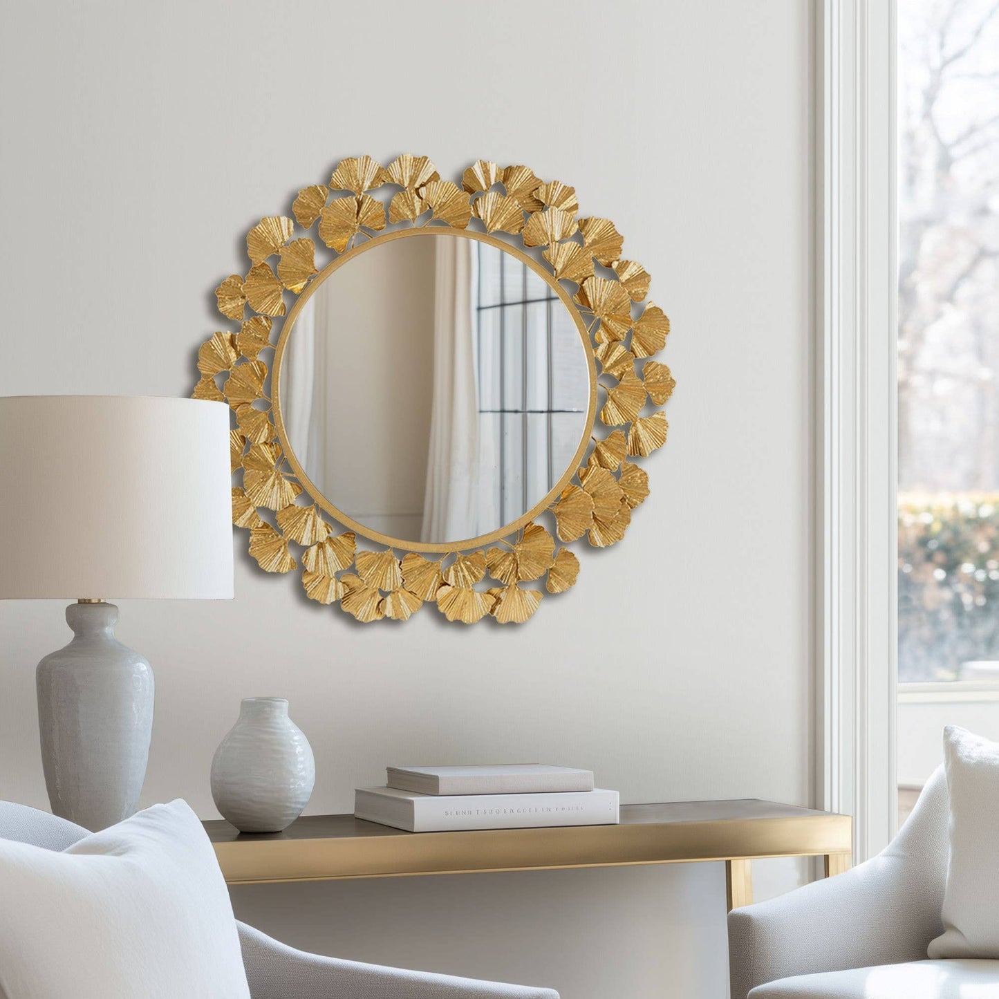 Olliix - Gold Foil Ginkgo Leaf Decor Mirror