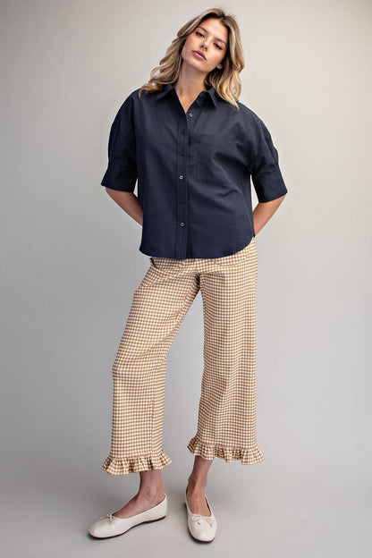 Peace Love Line - PM4822 - BUTTON DOWN SHORT SLEEVE SHIRT