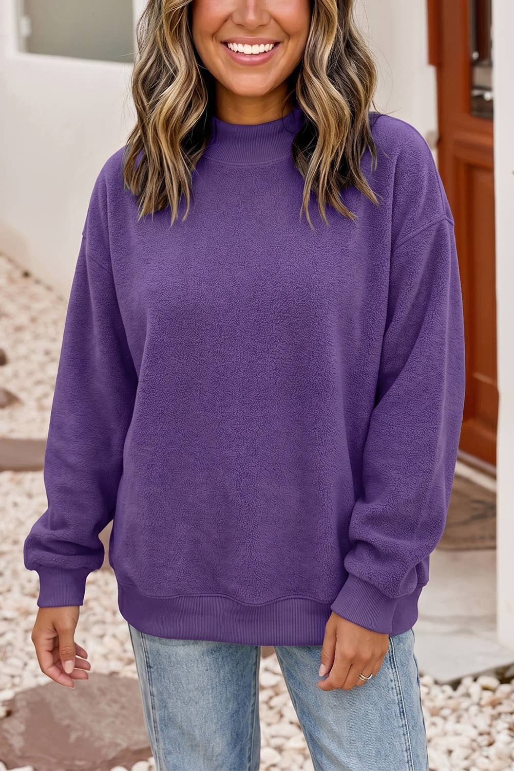 Little Daisy Closet - Game Day Oversize Reversible Mock Neck Sweatshirt | S-4X