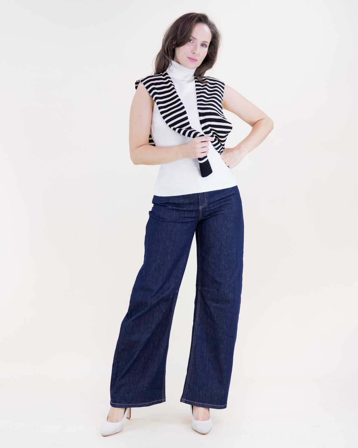 Original USA - Striped Preppy Mock Sweater Wrap