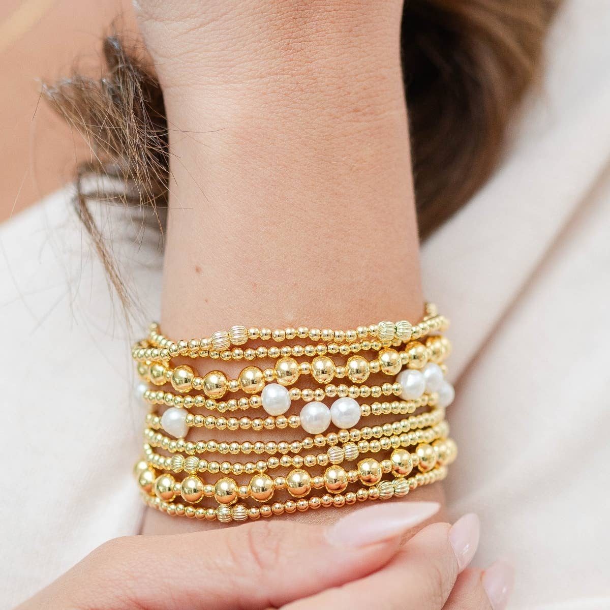 Splendid Iris - 6mm Stretch Bead Bracelets with 3mm Bead Accents
