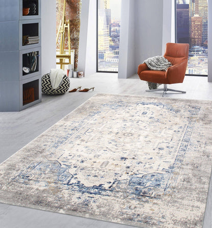 Pasargad Home - Efes Oriental Light Gray/Light Blue Area Rug
