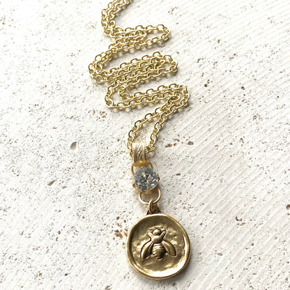 VB&CO Designs Handmade Jewelry - Cross bee serenity cross jewelry  French jewelry  stone