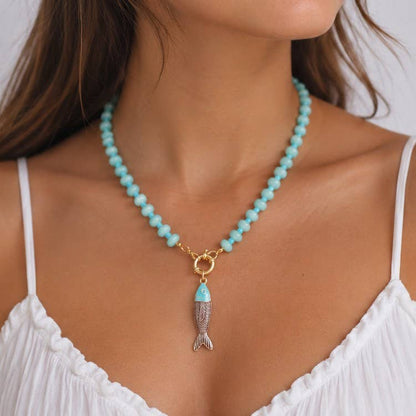 JOSSLYN by wall to wall - Stainless Steel Tarnish Free Fish Beaded Necklaces