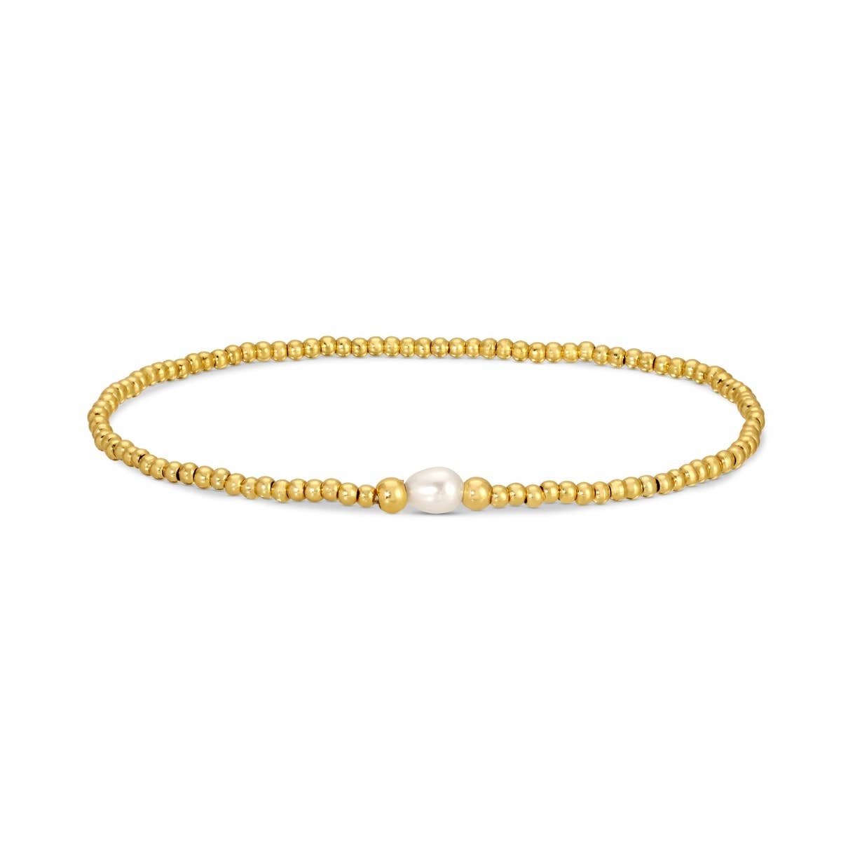 Splendid Iris - 2mm Stretch Bracelets with Delicate Pearl Between 3mm Beads