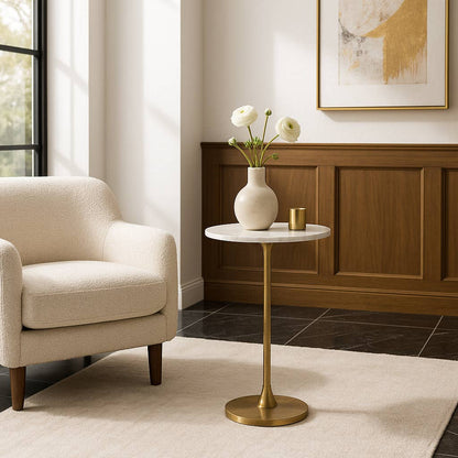 Sagebrook Home - Gold/White Marble Top End Table