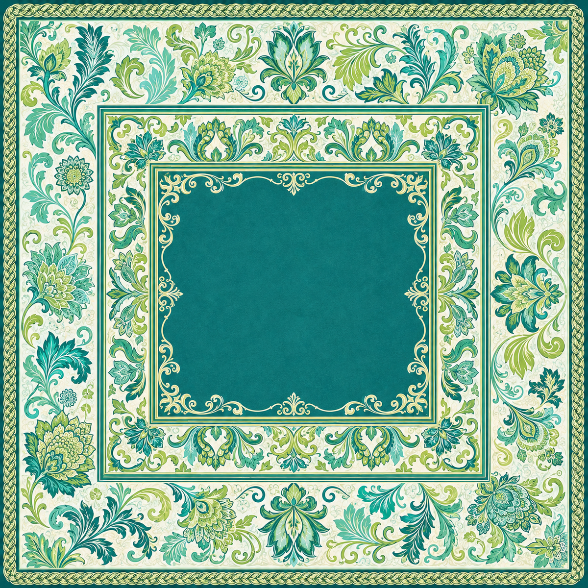 Pat's Monograms, LLC - Jade & Jasper — Jacobean Damask Mahjong Mat - PREORDER