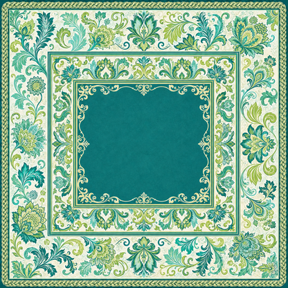 Pat's Monograms, LLC - Jade & Jasper — Jacobean Damask Mahjong Mat - PREORDER