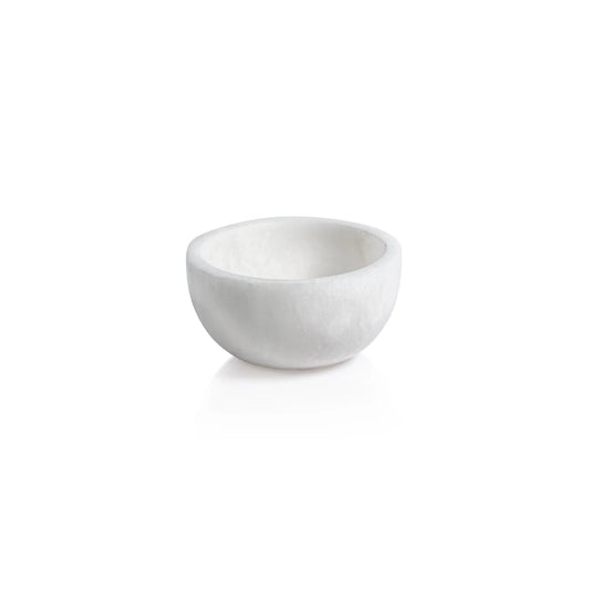 Zodax Multiserve white alabaster bowl with smooth curved form and polished finish