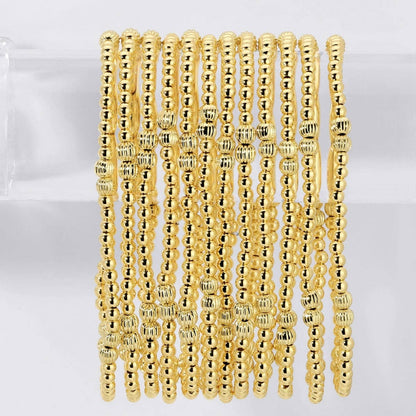Splendid Iris - 3mm Stretch Bead Bracelets with Textured Large Bead Accents