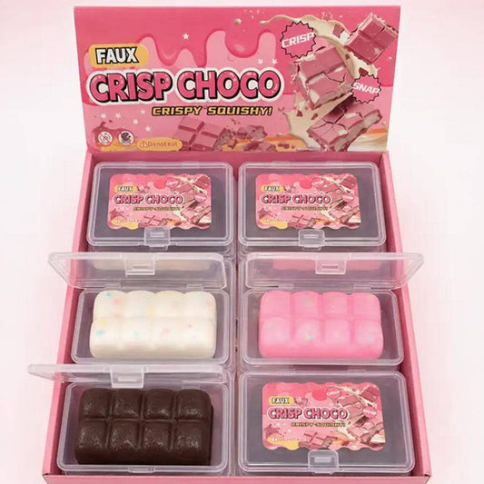 Sensibling Corp. - 12PCS - ASMR Crunching Sound Crisp Crunchy Chocolate Bar Squeeze Squishy Stress Relief Toy