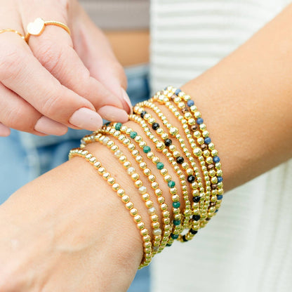 Splendid Iris - 4mm Bead & Crystal Stretch Bracelet - Assorted