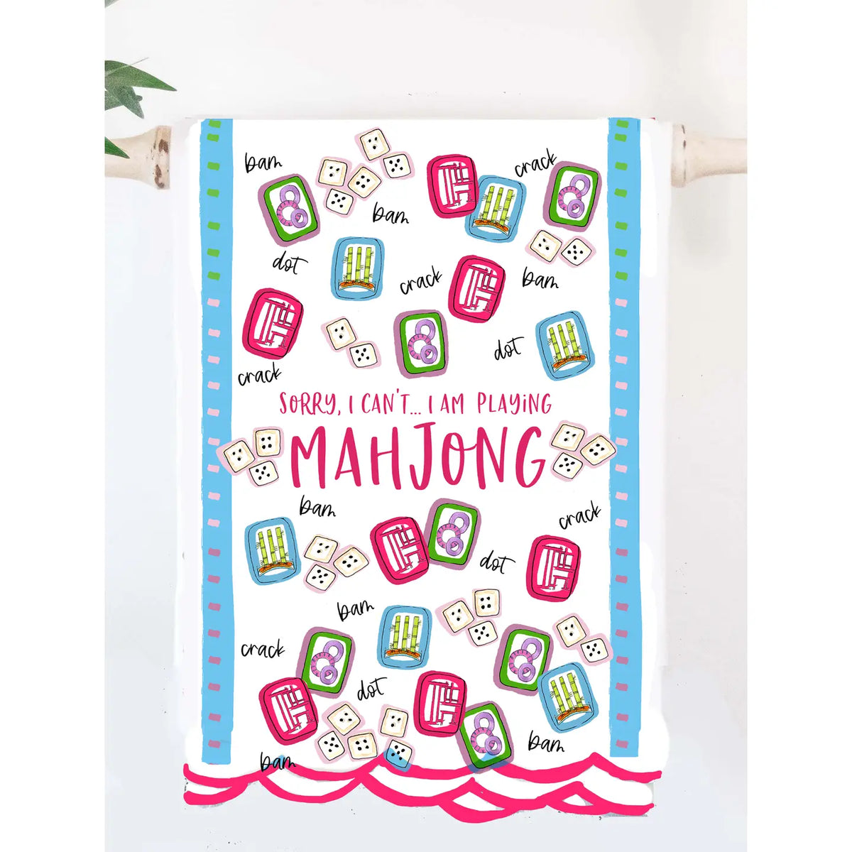 Happy by Rachel Mahjong Tea Towel