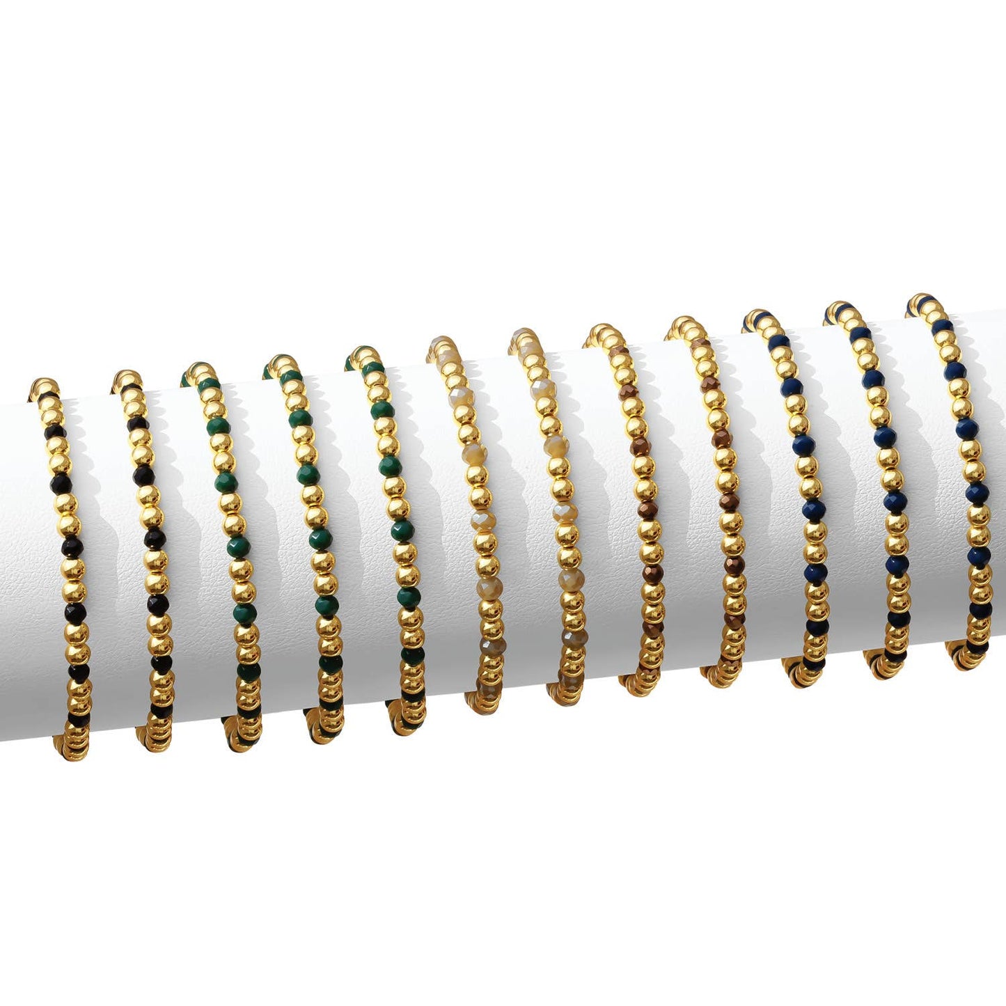 Splendid Iris - 4mm Bead & Crystal Stretch Bracelet - Assorted