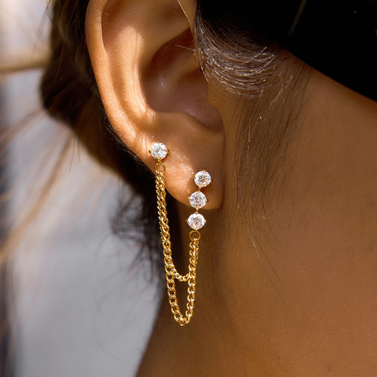 Deep South Originals Inc. - Tropez Chain Drop Earrings 18K Gold Water Resistant Non Tarnish