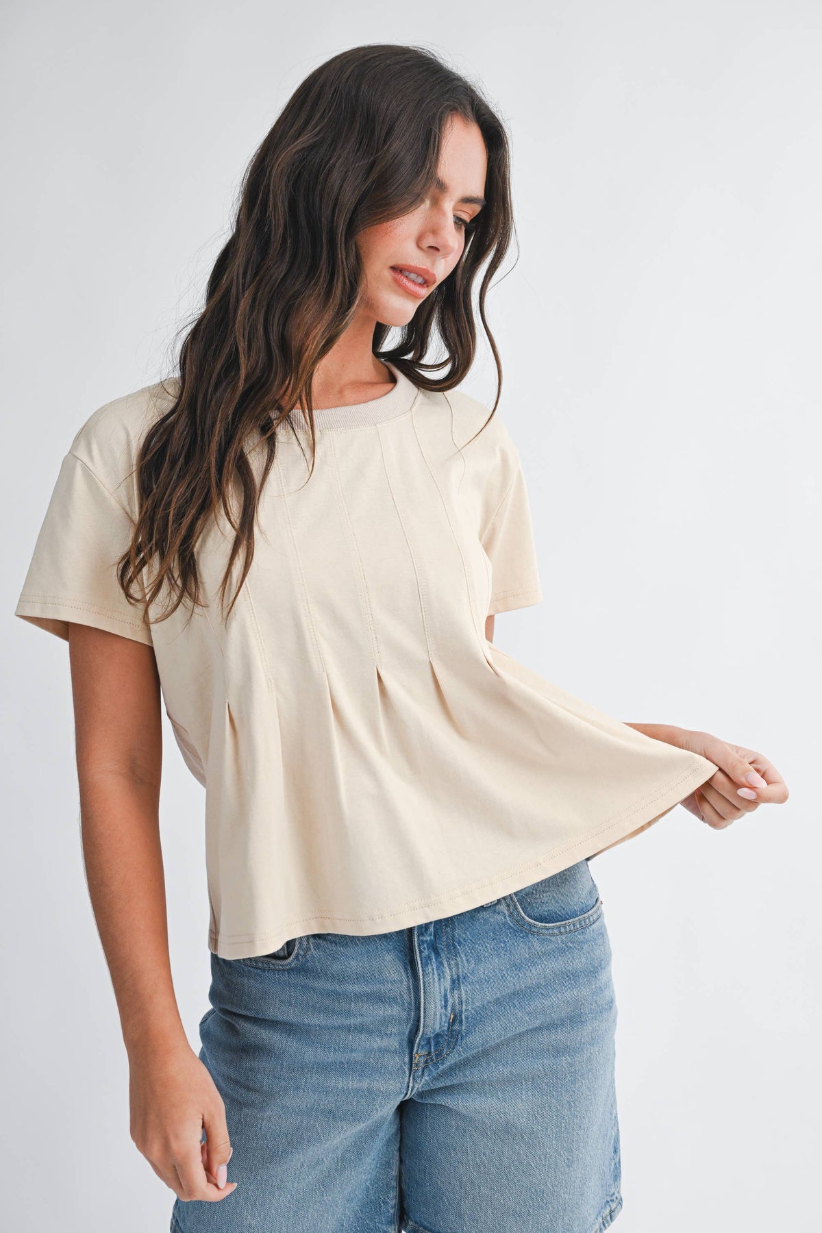 AEMI + CO - 8613HK Pleated Swing Tee Top